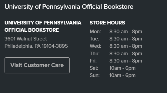 Penn Bookstore contact