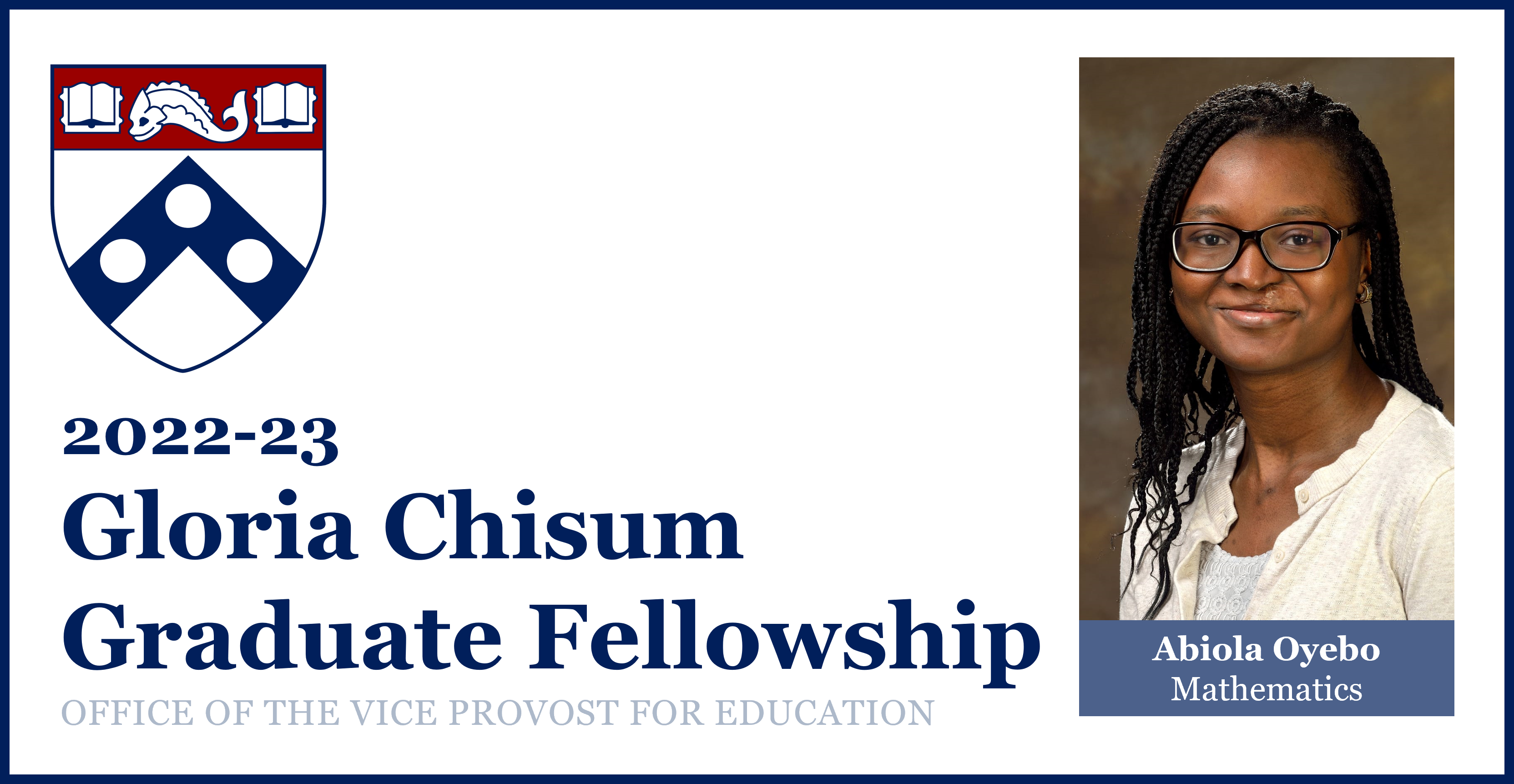 PhD student Abiola Oyebo named 2022 Chisum Fellow 