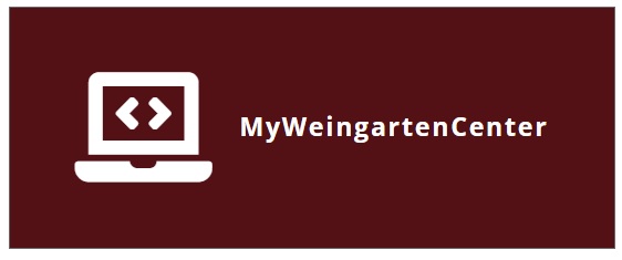 Maroon button with computer icon and "MyWeingartenCenter" in white 