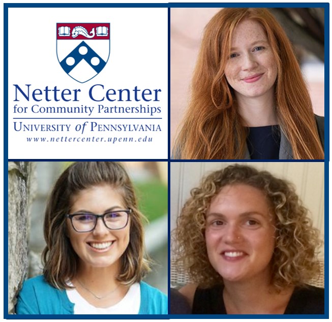 Photo of three women (recipients) and Netter Center logo
