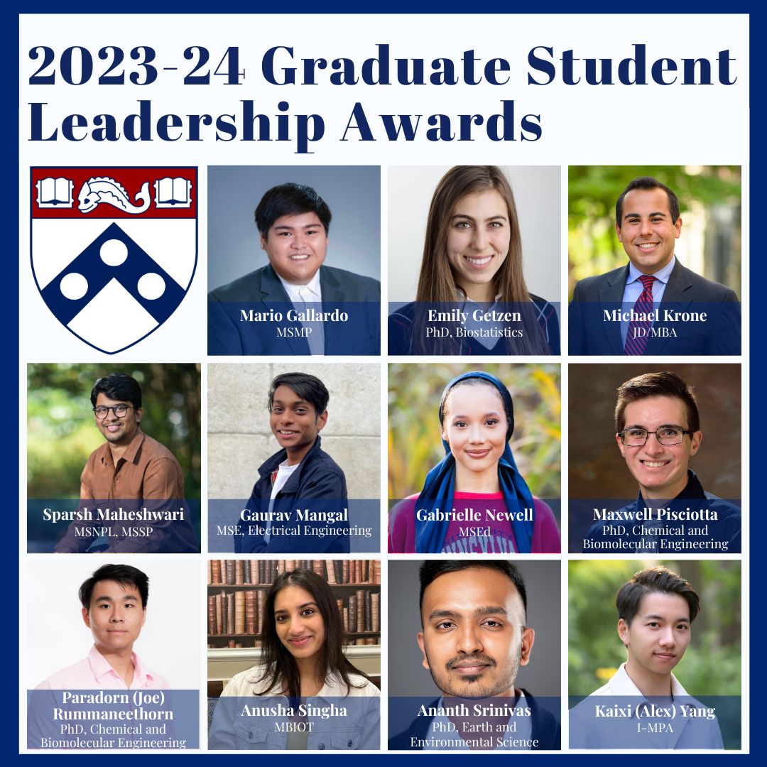 2024 Graduate Leadership Awards with photos (headshots) of recipients 