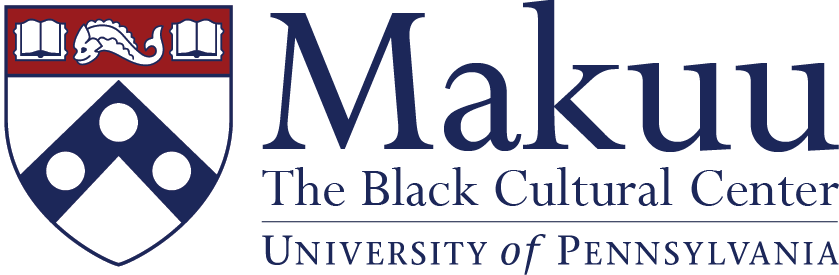 Makuu institutional logo (Penn shield on left with text in blue on right: Makuu the Black Cultural Center, University of Pennsylvania"